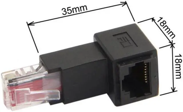 Alt view image 6 of 6 - Jimier Down Angled 90 Degree 8P8C FTP STP UTP Cat 5e Male to Female Lan Ethernet Network Extension Adapter UT-010-DN