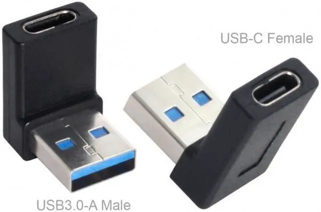 Alt view image 4 of 6 - Jimier USB-C Type C Female 90 Degree Down Angled to USB 3.0 A Male Data Adapter for Laptop Desktop UC-357-DN