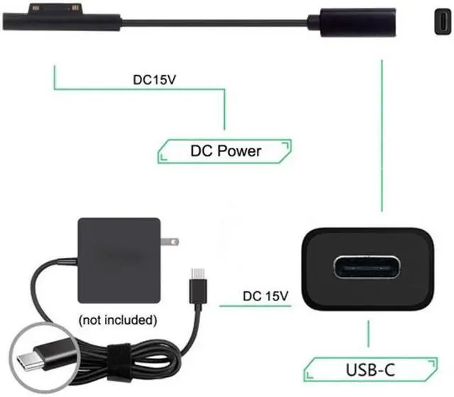 Alt view image 6 of 7 - CY Type-C USB-C Female to Surface Pro3-6 Book Pro Cable UC-109-SURFA3