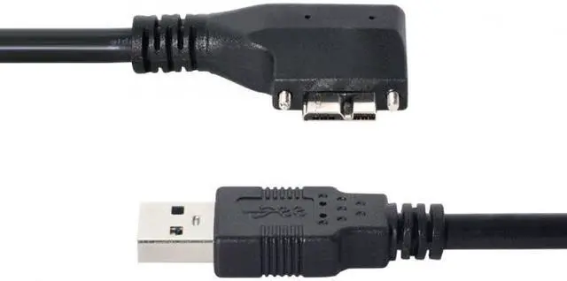 Alt view image 3 of 6 - CY 3.0M Dual Screws 90 Degree Left Angled Micro USB Mount to USB3.0 Data Cable for Industrial Camera U3-054-LE-3.0M