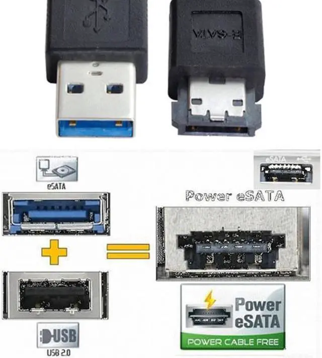 Alt view image 4 of 7 - CY USB 3.0 to Power Over eSATA DC5V Adapter USB2.0 to HDD/SSD/ODD eSATAp Converter
