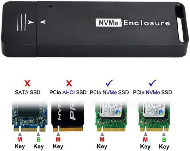 Alt view image 3 of 7 - Jimier USB 3.1 Gen2 10Gbps to NVME PCI-E M-Key Solid State Drive External Enclosure 2230/2242mm U3-047