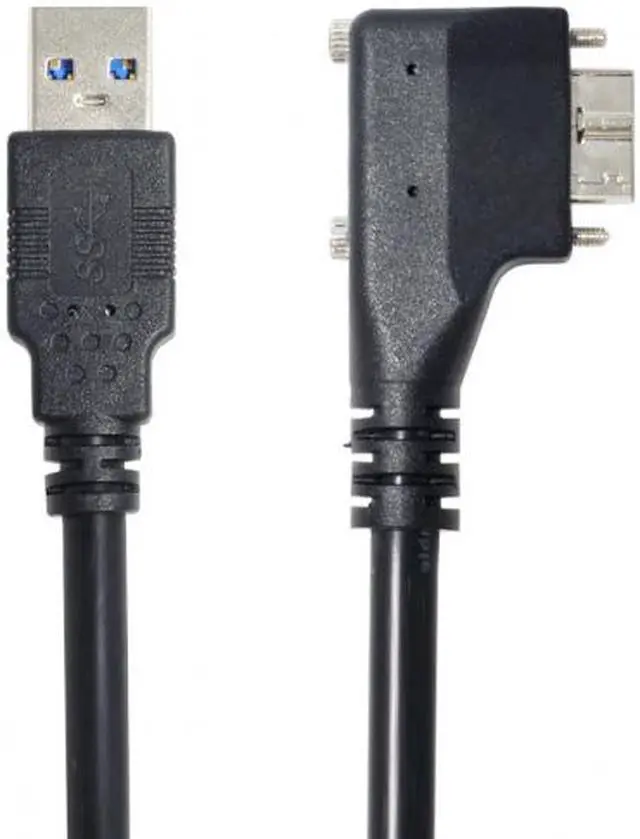 Alt view image 5 of 6 - CY 3.0M Dual Screws 90 Degree Left Angled Micro USB Mount to USB3.0 Data Cable for Industrial Camera U3-054-LE-3.0M