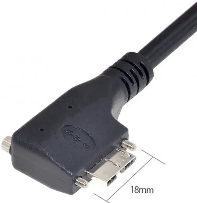 Alt view image 4 of 6 - CY 3.0M Dual Screws 90 Degree Left Angled Micro USB Mount to USB3.0 Data Cable for Industrial Camera U3-054-LE-3.0M