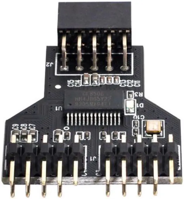 Alt view image 2 of 6 - CY Motherboard 9pin USB 2.0 Header 1 to 2 Female Extension HUB Connector Adapter Port Multilier U2-074
