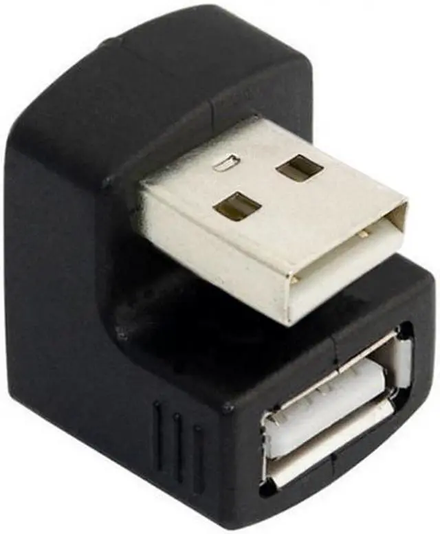 Alt view image 5 of 6 - CY Down Angled USB 2.0 Adapter A Male to Female Extension 90 180 360 Degree Black U2-099-DN