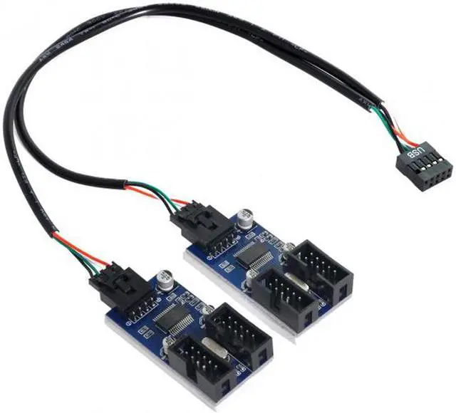 Alt view image 4 of 7 - CY 9pin USB 2.0 Header 1 to 2 / 4 Female Extension Cable HUB Connector Adapter Port Multilier U2-004