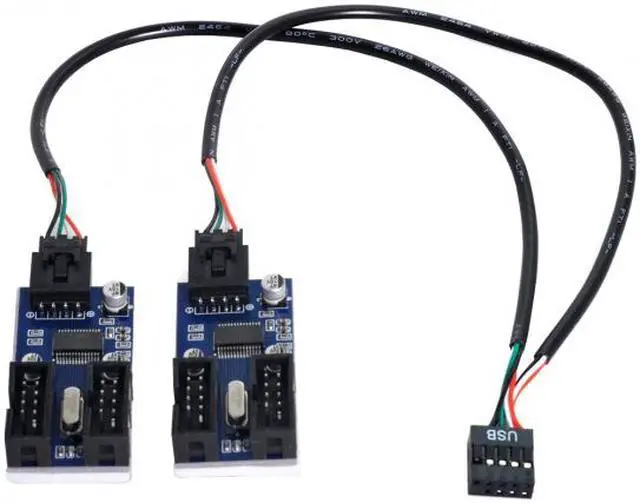 Alt view image 3 of 7 - CY 9pin USB 2.0 Header 1 to 2 / 4 Female Extension Cable HUB Connector Adapter Port Multilier U2-004