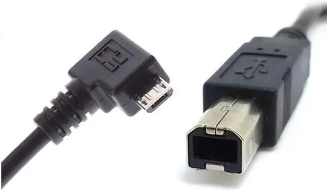 Alt view image 2 of 4 - CY 30cm Right Angled 90 Degree Micro USB OTG to Standard B Type Printer Scanner Hard Disk Cable U2-203-RI-0.3M