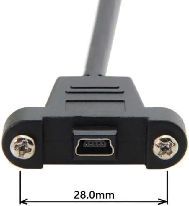 Alt view image 2 of 7 - CY Panel Mount Type Mini USB 5Pin Male to Female Extension Adapter Cable with Screws 50cm U2-350-0.5M