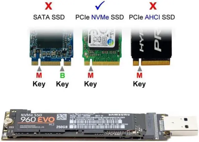 Alt view image 7 of 7 - Jimier USB 3.0 to NVME M-key M.2 NGFF SSD External PCBA Conveter Adapter with Flash Disk Case U3-013