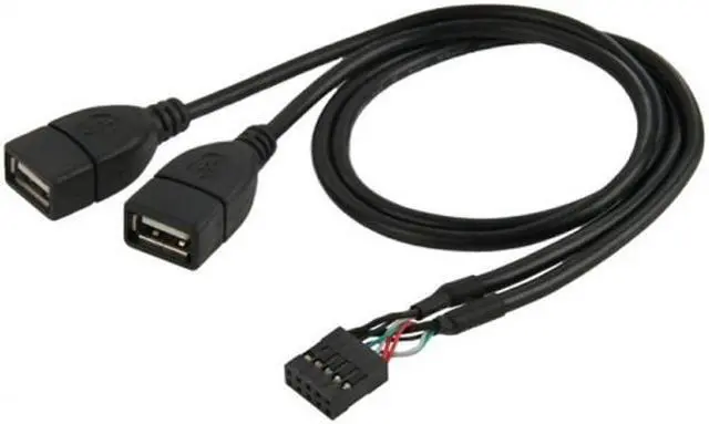 Main image of Jimier 10 Pin Motherboard Female Header to Dual USB 2.0 Female Adapter Cable 50cm U2-329