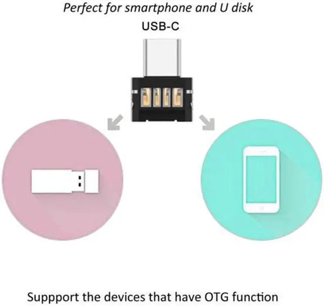 Alt view image 2 of 7 - CY 5pcs Ultra Mini Type-C USB-C to USB 2.0 OTG Adapter for Cell Phone Tablet & USB Cable & Flash Disk UC-053-5PCS