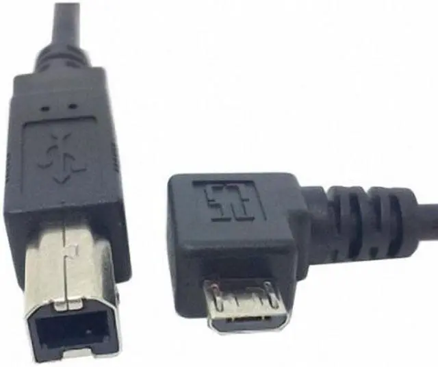 Alt view image 4 of 5 - CY Left Angled 90 Degree Micro USB OTG to Standard B Type Printer Scanner Hard Disk Cable 60cm U2-203-LE-0.6M