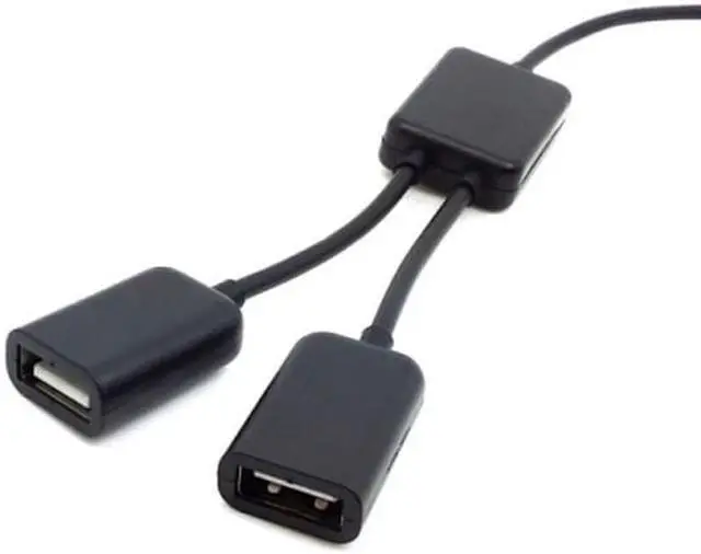 Alt view image 4 of 5 - CY Black USB 2.0 Dual Ports Hub Cable Bus power For Laptop Macbook Notebook PC & Mouse & Flash Disk U2-325-BK