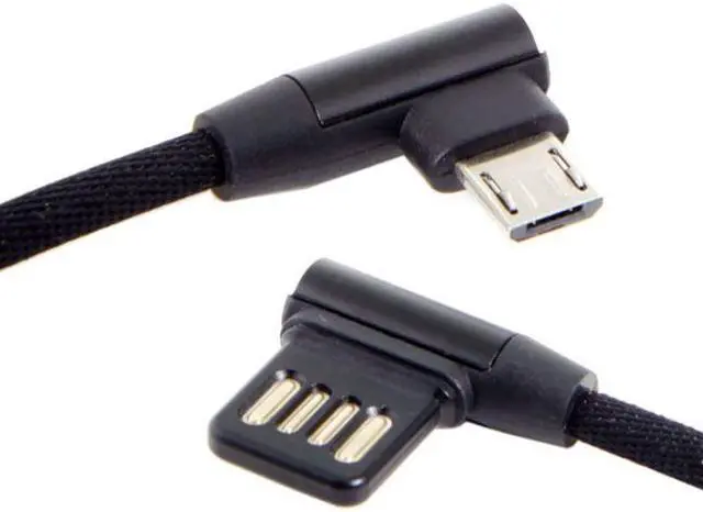 Alt view image 3 of 6 - CY Micro USB 5Pin to Left Right Angled 90 Degree USB 2.0 Data Cable with Sleeve for Tablet & Phone 15cm U2-114