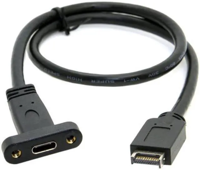 Main image of Jimier USB 3.1 Front Panel Header to USB-C Type-C Female Extension Cable 40cm with Panel Mount Screw UC-037