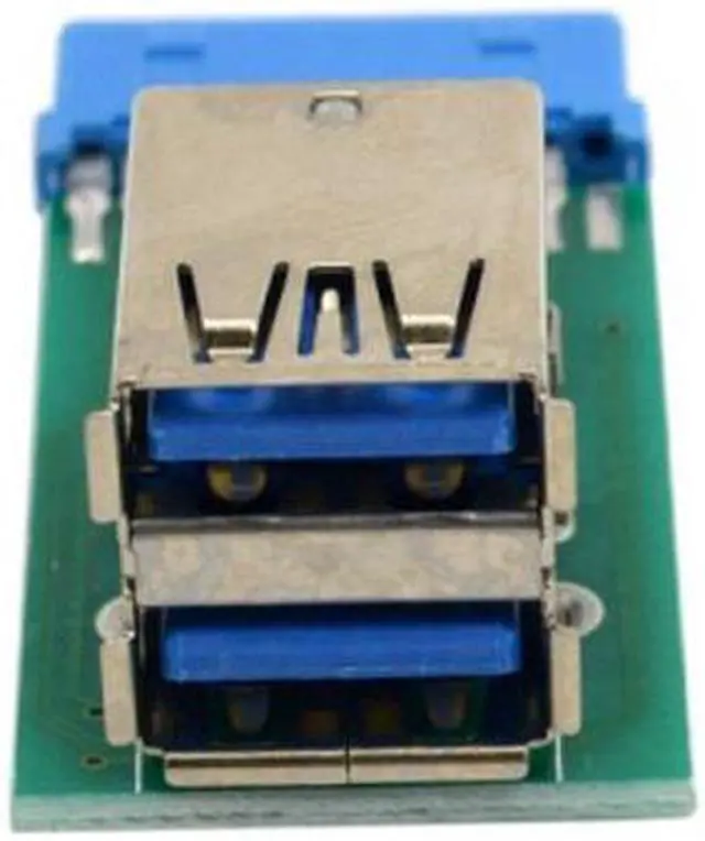 Alt view image 2 of 5 - CY Vertical Dual USB 3.0 A Type Female to Motherboard 20 Pin Box Header Slot Adapter PCBA U3-280