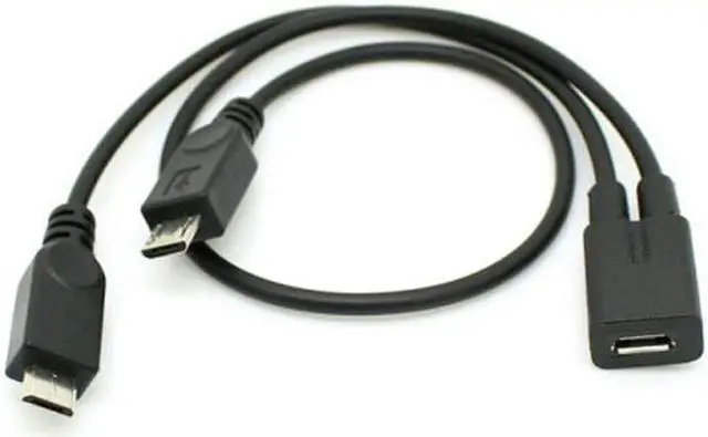 Alt view image 5 of 5 - CY Micro USB Female to 2 Micro USB Male Splitter Extension Cable U2-110-BK