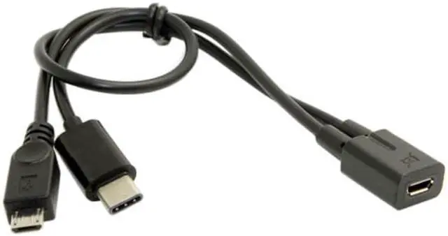 Alt view image 6 of 6 - CY Micro USB Female to USB-C Type C USB 3.1 & Micro USB Male Splitter Extension Charge Cable UC-004