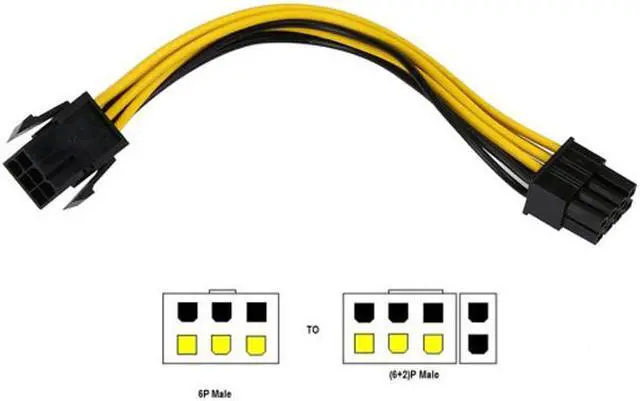 Alt view image 4 of 5 - Jimier PCI-E PCI Express 6 Pin Male to 8 Pin Female Video Card Extension Power Cable SA-140
