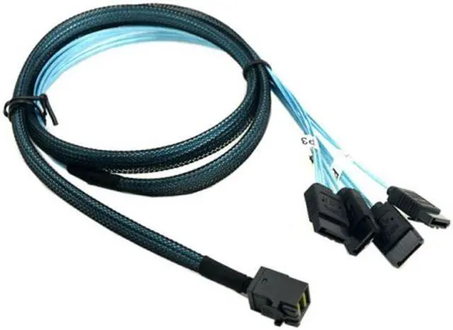 Alt view image 4 of 5 - Jimier Internal Mini SAS SFF-8643 Host to 4 SATA 7pin Target Hard Disk 6Gbps Data Server Raid Cable 1m SF-074-1.0M
