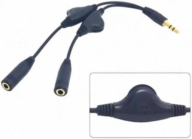 Alt view image 3 of 7 - FVH 3.5mm Stereo Male to Double 3.5mm Female Audio Headphone Y Splitter Cable with Volume Control Switch RC-120