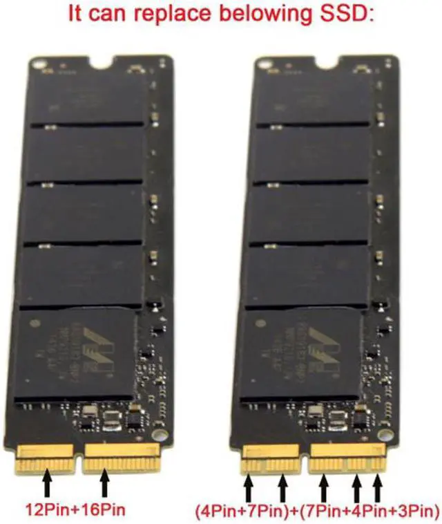 Alt view image 7 of 7 - Jimier 12+16pin 2014 2015 2013 to M.2 NGFF M-Key AHCI SSD Convert Card for A1493 A1502 A1465 A1466 SA-213