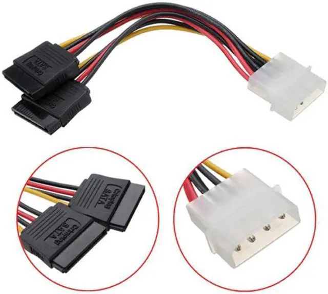 Alt view image 3 of 3 - Jimier IDE to dual SATA II 15p Y Splitter 10cm hard disk Power Supply Extension Cable SA-056