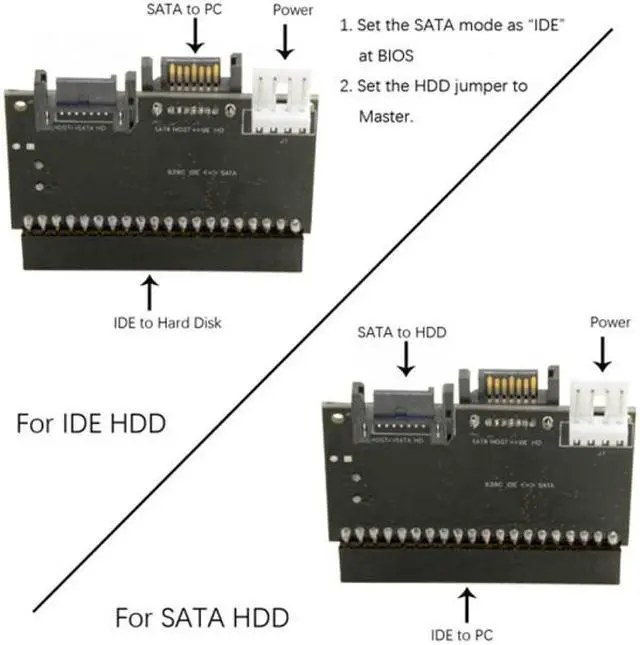 Alt view image 6 of 6 - Jimier IDE 100 133 PATA to Dual Serial SATA 7PIN Adapter Reversible Converter for Hard Disk Drive SA-101