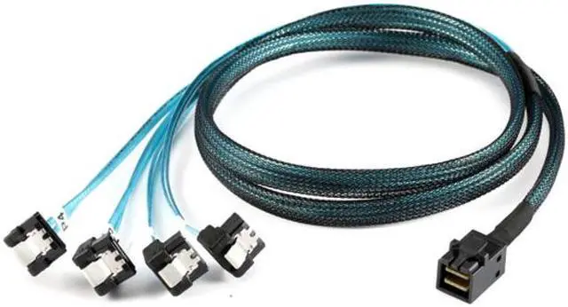 Alt view image 5 of 6 - FVH Internal Mini SAS SFF-8643 Host to Angled 4 SATA Target Hard Disk 6Gbps Data Server Raid Cable 1m SF-064-1.0M