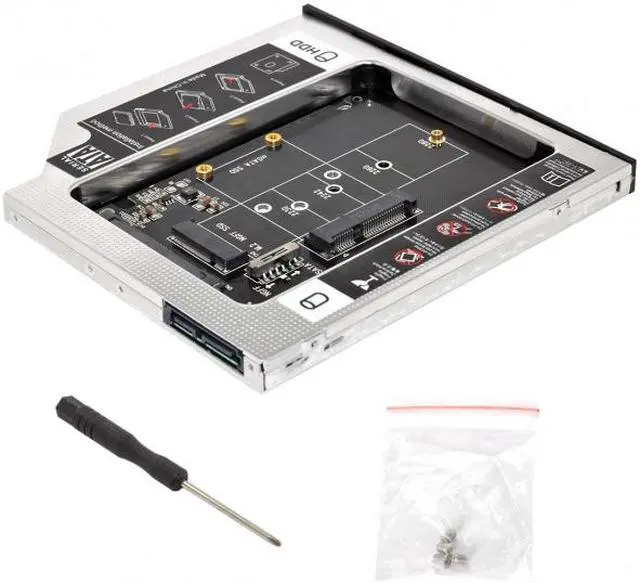 Alt view image 7 of 7 - Jimier MSATA NGFF B/M-key SSD to Slimline SATA 13Pin Caddy Case for 9.5mm Universal Laptop CD / DVD-ROM Bay SA-025