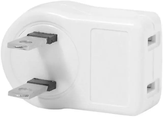 Alt view image 3 of 7 - Jimier NEMA 1-15P USA Outlet Saver Power Extension Adapter 2-prong 2 Outlets 90 Degree Up Down Angled PW-014-UP