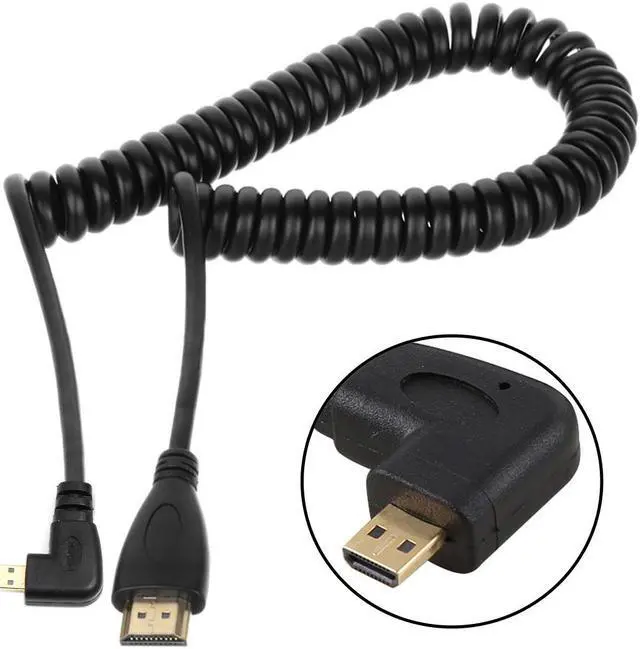 Alt view image 2 of 2 - CY Stretch Spring Right Angled 90 Degree Micro HDMI to HDMI Male HDTV Cable for Cell Phone & Tablet & Camera HD-110-LE or HD-110-RI