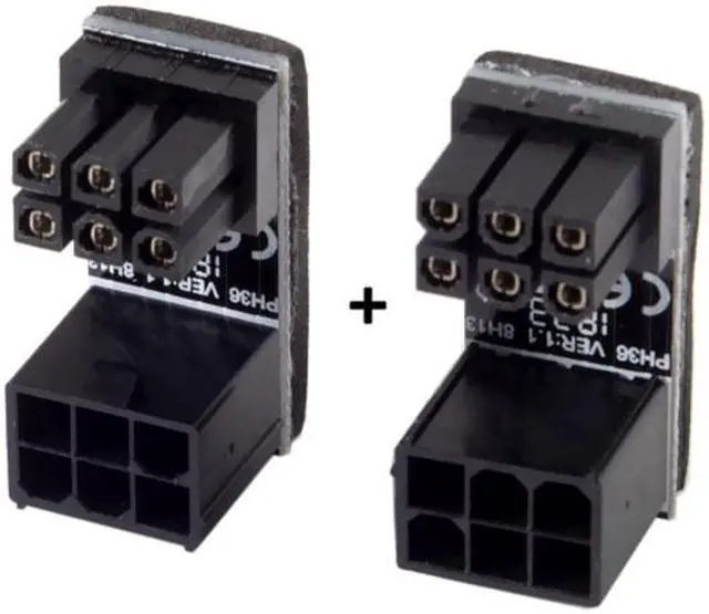 Alt view image 2 of 6 - Jimier ATX 6Pin Female to 6pin Male 180 Degree AngledPower Adapter for Desktops Graphics Card PW-008