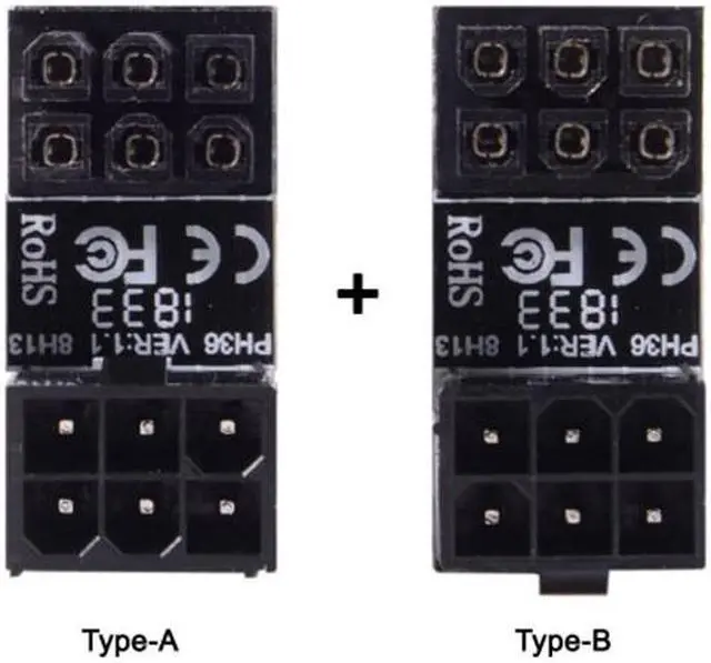 Alt view image 3 of 6 - Jimier ATX 6Pin Female to 6pin Male 180 Degree AngledPower Adapter for Desktops Graphics Card PW-008