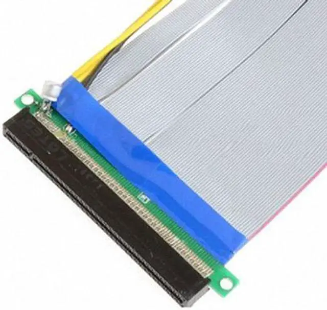 Alt view image 3 of 4 - FVH PCI-E Express 16X to 16x Riser Extender Card with Molex IDE Power & Ribbon Cable 20cm EP-074