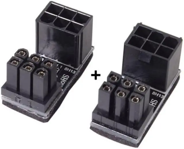 Alt view image 4 of 6 - Jimier ATX 6Pin Female to 6pin Male 180 Degree AngledPower Adapter for Desktops Graphics Card PW-008