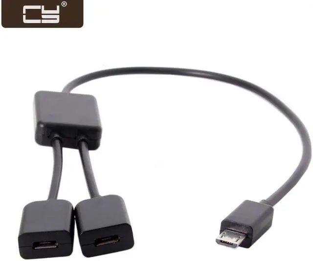 Main image of CY Micro USB to Dual Ports Micro USB Female Hub Cable For Laptop PC & Mouse & Flash Disk U2-127