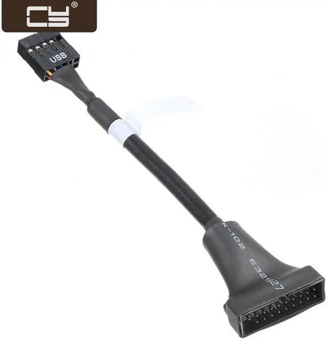 Main image of CY USB 2.0 9Pin Housing male to Motherboard USB 3.0 20pin Header Female cable 0.1m U3-076