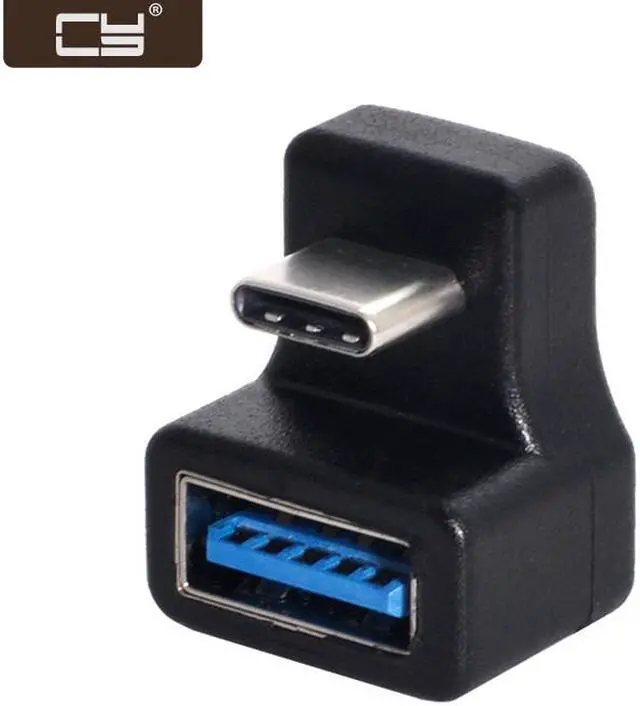 Main image of CY 180 Degree Up & Down Angled Type-C USB-C OTG to USB 5.0 Female Extension Adapter for Cell Phone & Tablet UC-338