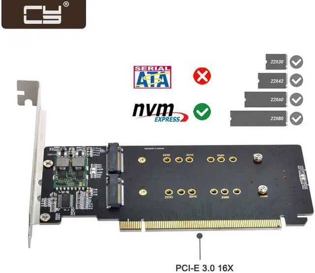 Main image of CY 4X NVME M.2 AHCI to PCIE Express 3.0 Gen3 X16 Raid Card VROC Raid0 Hyper Adapter SA-024