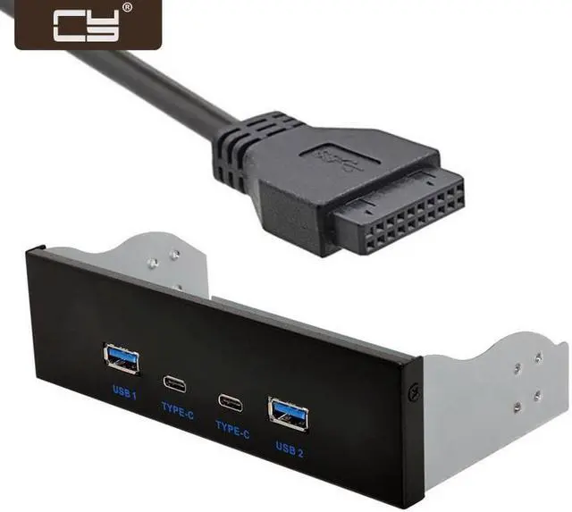 Main image of CY USB-C & USB 3.0 HUB 4 Ports Front Panel to Motherboard 20Pin Connector Cable for 5.25" CD-ROM Bay U3-111