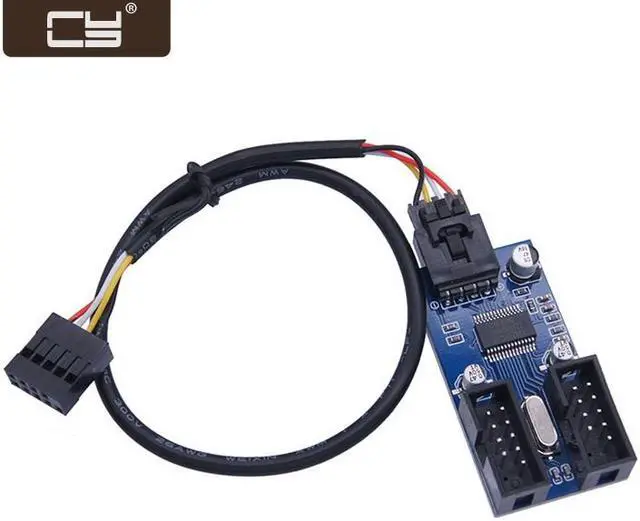 Main image of CY Motherboard 9pin USB 2.0 Header 1 to 2 Female Extension Cable HUB Connector Adapter Port Multilier U2-034