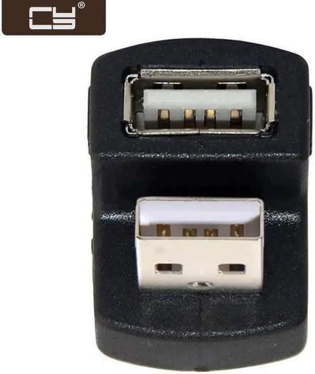 Main image of CY Down Angled USB 2.0 Adapter A Male to Female Extension 90 180 360 Degree Black U2-099-DN