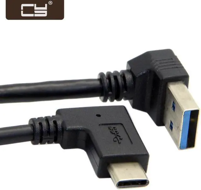 Main image of CY Reversible USB 3.1 USB-C Angled to 90 Degree Down Angled A Male Data Cable for Macbook & Tablet & Mobile Phone UC-349-DN
