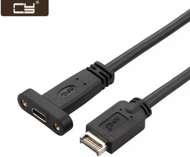 Main image of CY USB 3.1 Front Panel Header to USB-C Type-C Female Extension Cable 40cm with Panel Mount Screw UC-037