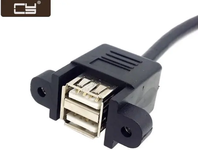 Alt view image 2 of 6 - CY 50cm Stackable Dual USB 2.0 A Type Female to Motherboard 9 Pin Header Cable with Screw Panel Holes U2-256