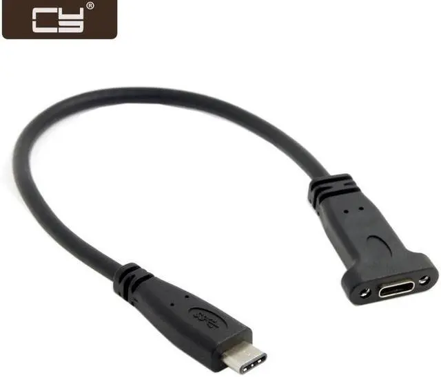 Main image of CY USB-C USB 3.1 Type C Male to Female Extension Data Cable with Panel Mount Screw Hole UC-041