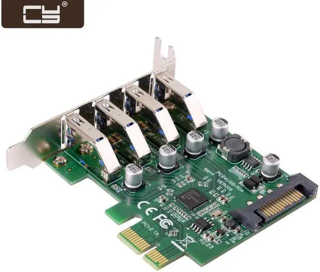 Main image of CY Low Profile 4 Ports PCI-E to USB 3.0 HUB PCI Express Expansion Card Adapter 5Gbps for Motherboard U3-101